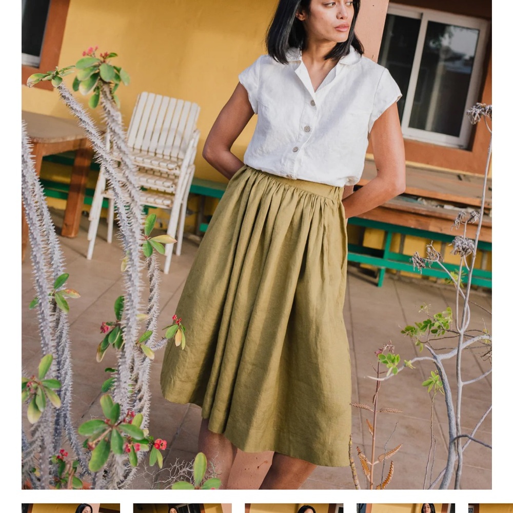 notPERFECTLINEN 1950s CITY flat front linen skirt